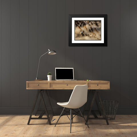 Wild horses Black Modern Wood Framed Art Print with Double Matting by Bedir, Mehmet