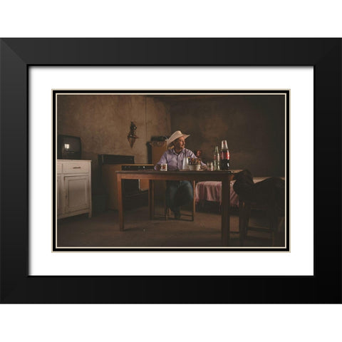 El Descanso Black Modern Wood Framed Art Print with Double Matting by Bruno, Giacomo