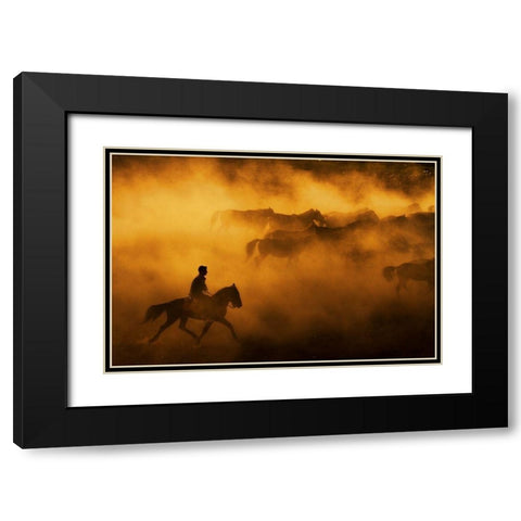 Cowboy Black Modern Wood Framed Art Print with Double Matting by Tunc, Feyzullah