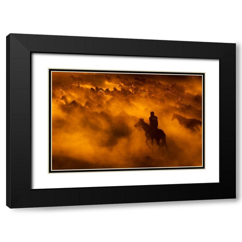 Cowboy Black Modern Wood Framed Art Print with Double Matting by Tunc, Feyzullah
