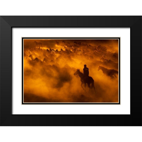 Cowboy Black Modern Wood Framed Art Print with Double Matting by Tunc, Feyzullah