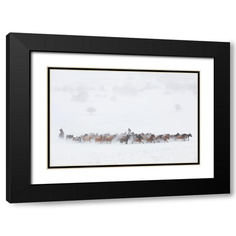 Winter Pastures Black Modern Wood Framed Art Print with Double Matting by Xu, Tony
