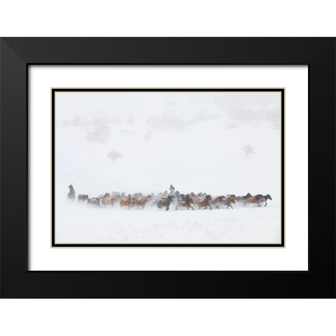 Winter Pastures Black Modern Wood Framed Art Print with Double Matting by Xu, Tony