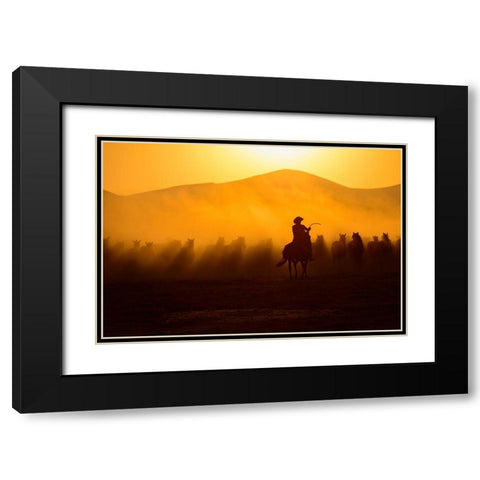 Chasing the Jades Black Modern Wood Framed Art Print with Double Matting by Pancareken, Yavuz