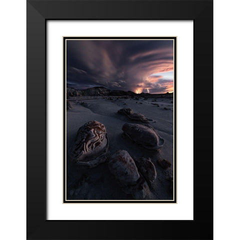 Lightning Up Black Modern Wood Framed Art Print with Double Matting by Ning, Aidong