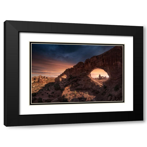 Windows Black Modern Wood Framed Art Print with Double Matting by Turienzo, Carlos F