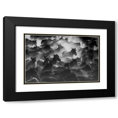 Horses 2 Black Modern Wood Framed Art Print with Double Matting by Nisan Kandilcioglu, Ummu