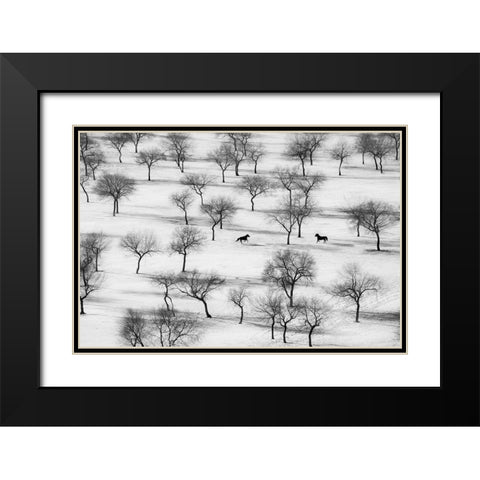 Run Black Modern Wood Framed Art Print with Double Matting by Sabol, Petar