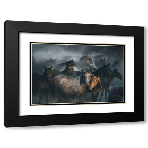 Love Black Modern Wood Framed Art Print with Double Matting by Taskin, Huseyin