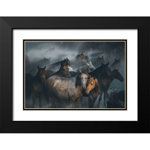 Love Black Modern Wood Framed Art Print with Double Matting by Taskin, Huseyin