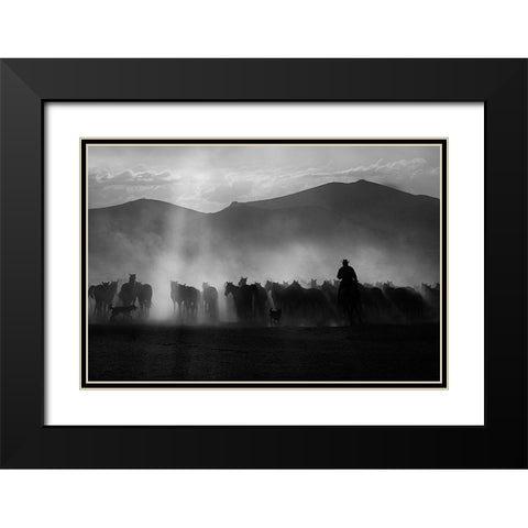 Cowboy Black Modern Wood Framed Art Print with Double Matting by Basa, Emine