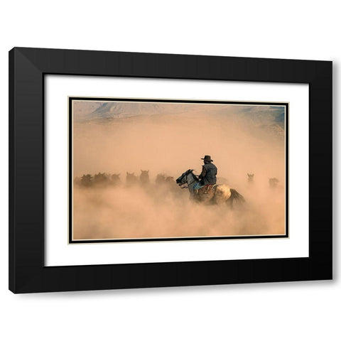 Cowboy Black Modern Wood Framed Art Print with Double Matting by Bilgin, Zuhdu