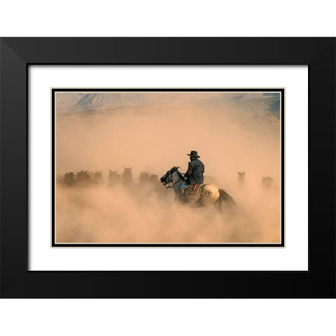 Cowboy Black Modern Wood Framed Art Print with Double Matting by Bilgin, Zuhdu