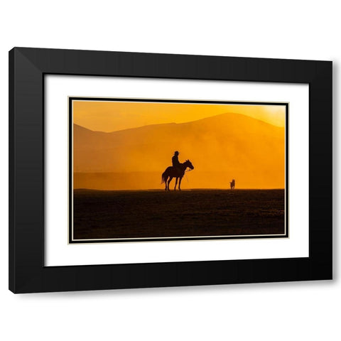 Mans Best Friends Black Modern Wood Framed Art Print with Double Matting by Tekdogan, Barkan