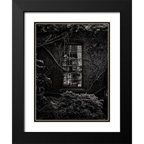 CafÃ© Open Black Modern Wood Framed Art Print with Double Matting by Carson, Brian