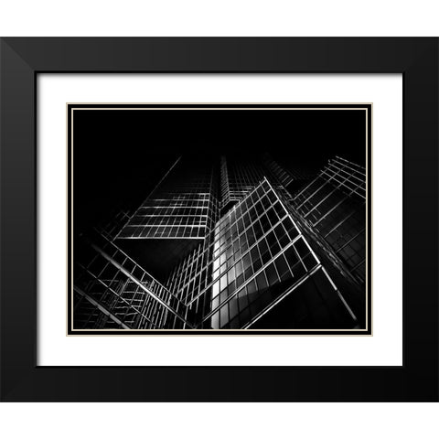 King Street Toronto No 200 Black Modern Wood Framed Art Print with Double Matting by Carson, Brian