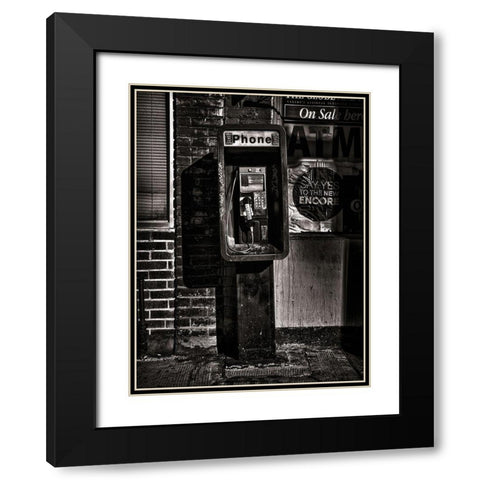 Phone Booth No 17 Black Modern Wood Framed Art Print with Double Matting by Carson, Brian