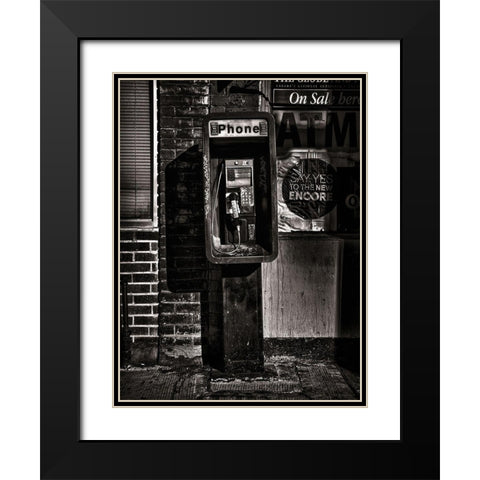 Phone Booth No 17 Black Modern Wood Framed Art Print with Double Matting by Carson, Brian