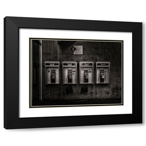 Phone Booth No 34 Black Modern Wood Framed Art Print with Double Matting by Carson, Brian