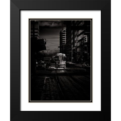 St Clair Street Car Toronto Toned Black Modern Wood Framed Art Print with Double Matting by Carson, Brian