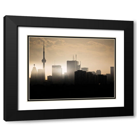 Toronto Skyline Sunset Black Modern Wood Framed Art Print with Double Matting by Carson, Brian