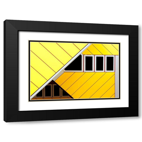 Triangles and Rectangles Black Modern Wood Framed Art Print with Double Matting by Doyle, Renee