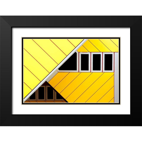 Triangles and Rectangles Black Modern Wood Framed Art Print with Double Matting by Doyle, Renee