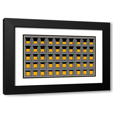 Yellow squares Black Modern Wood Framed Art Print with Double Matting by Schuster, Inge