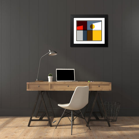 Quadrants Black Modern Wood Framed Art Print with Double Matting by Liu, Cindy