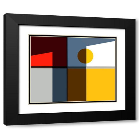 Quadrants Black Modern Wood Framed Art Print with Double Matting by Liu, Cindy
