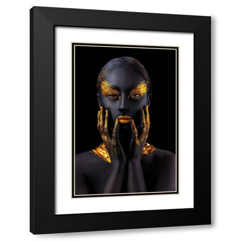 Black Swan Black Modern Wood Framed Art Print with Double Matting by Jarca, Ionut