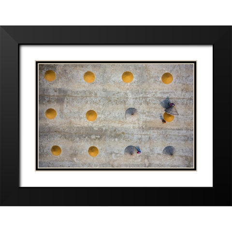 Rice drying Black Modern Wood Framed Art Print with Double Matting by Khan Ronnie, Azim