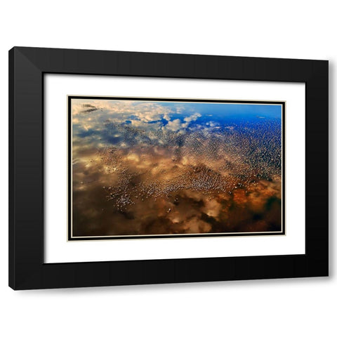 Flamingos over the clouds Black Modern Wood Framed Art Print with Double Matting by Chang, Phillip