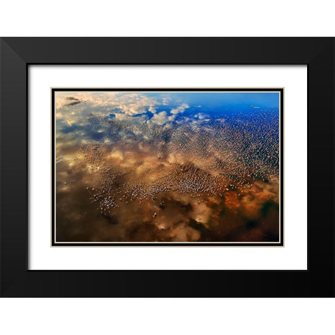 Flamingos over the clouds Black Modern Wood Framed Art Print with Double Matting by Chang, Phillip