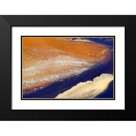 The lake and bird Black Modern Wood Framed Art Print with Double Matting by Chang, Phillip