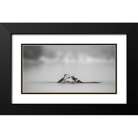 Water conversation Black Modern Wood Framed Art Print with Double Matting by Chang, Phillip