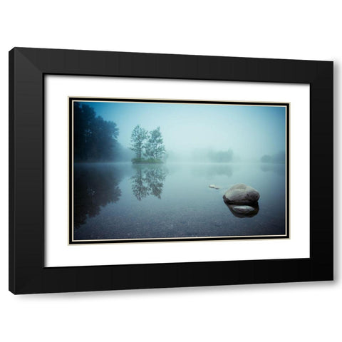 Laguna Morning Black Modern Wood Framed Art Print with Double Matting by Adamec, Robert