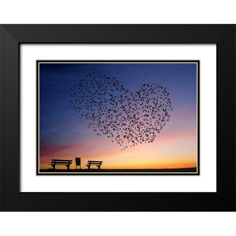 Love is in the air Black Modern Wood Framed Art Print with Double Matting by Annemieke