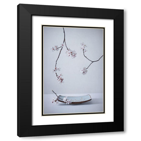 The First Cherry Blossom Black Modern Wood Framed Art Print with Double Matting by Karpova, Inna
