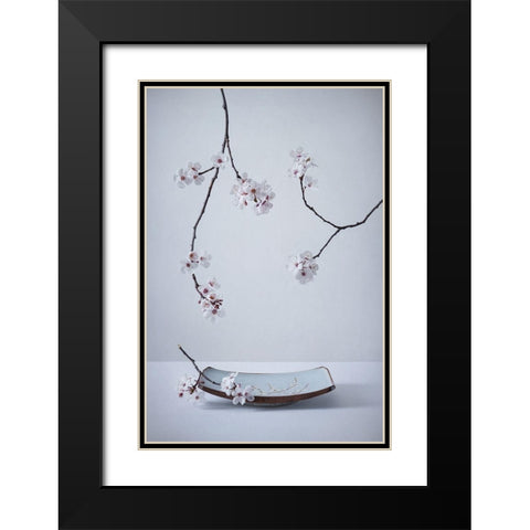 The First Cherry Blossom Black Modern Wood Framed Art Print with Double Matting by Karpova, Inna