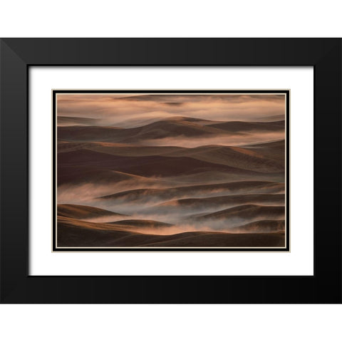 Early Spring Morning at Palouse Black Modern Wood Framed Art Print with Double Matting by Jacobs, Lydia