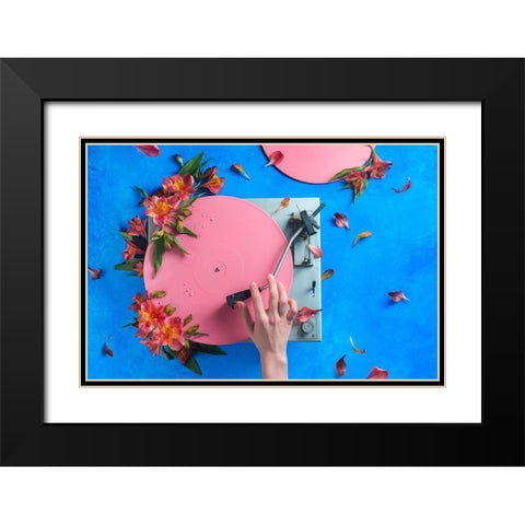 Spring Record Black Modern Wood Framed Art Print with Double Matting by Belenko, Dina