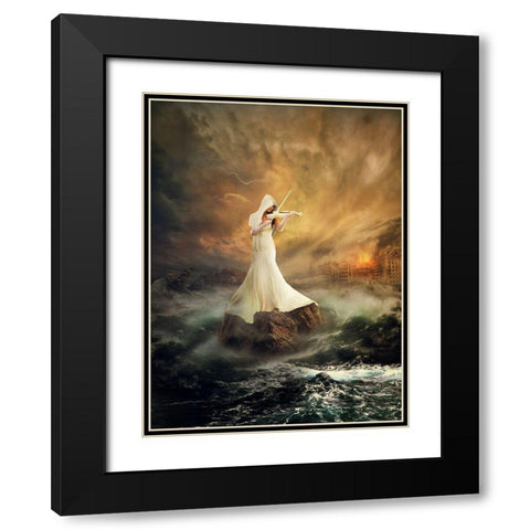 rhythm of the storms Black Modern Wood Framed Art Print with Double Matting by Juniawan, Rooswandy