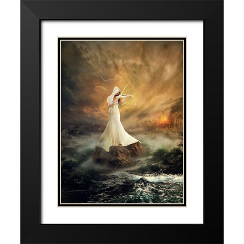 rhythm of the storms Black Modern Wood Framed Art Print with Double Matting by Juniawan, Rooswandy