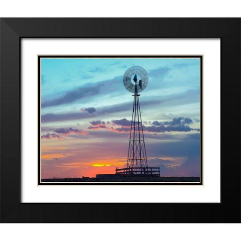 Windmil near Marble Falls-Texas Black Modern Wood Framed Art Print with Double Matting by Fitzharris, Tim