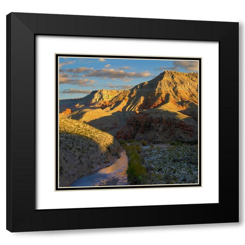 Virgin River and Virgin Mountains-Arizona Black Modern Wood Framed Art Print with Double Matting by Fitzharris, Tim