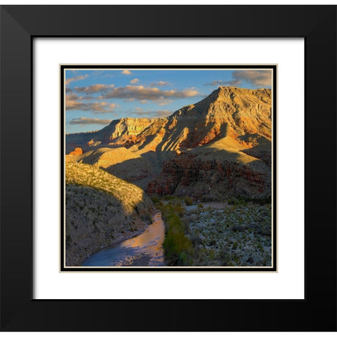 Virgin River and Virgin Mountains-Arizona Black Modern Wood Framed Art Print with Double Matting by Fitzharris, Tim