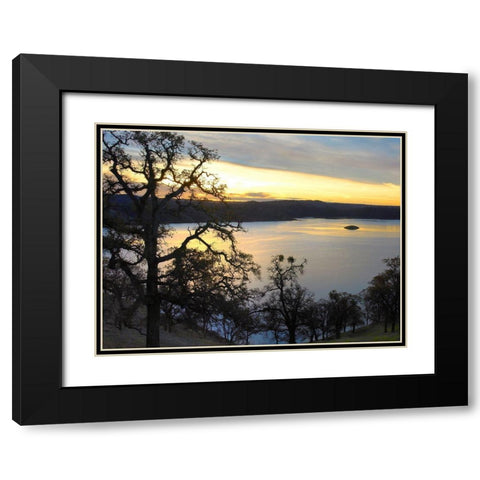 Melones Lake twilight-California Black Modern Wood Framed Art Print with Double Matting by Fitzharris, Tim