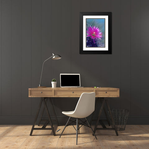 Bee in Hedgehog Cactus Black Modern Wood Framed Art Print with Double Matting by Fitzharris, Tim
