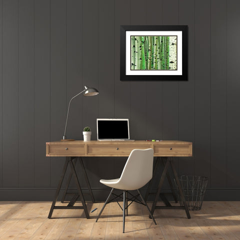 Aspen Trunks Black Modern Wood Framed Art Print with Double Matting by Fitzharris, Tim